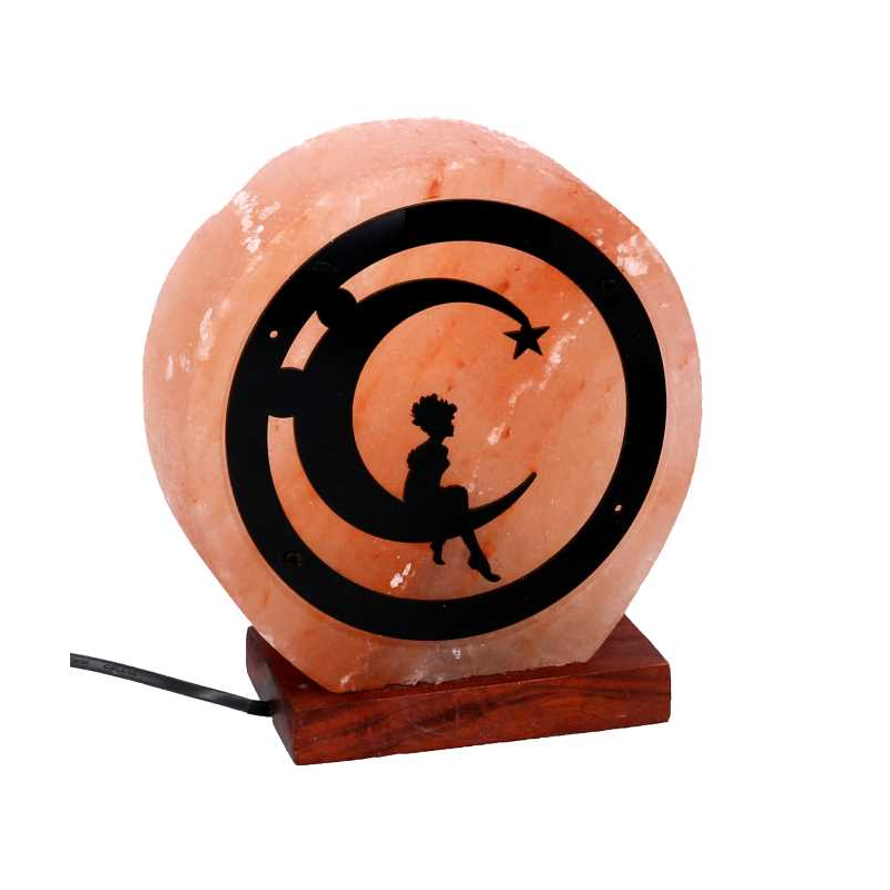 Lampada sale base legno luna con attacco cm18x6,5h21