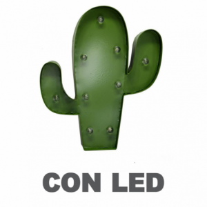 Cactus metallo verde con led cm25,5x30,5x5