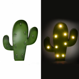 Zoom Cactus metallo verde con led cm25,5x30,5x5