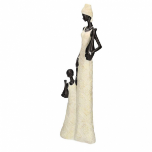 Zoom Statua resina donna africana con bambina cm15x7,5h46,5