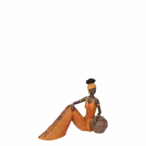Statua ceramica donna africa seduta cm21x10,5h16,5