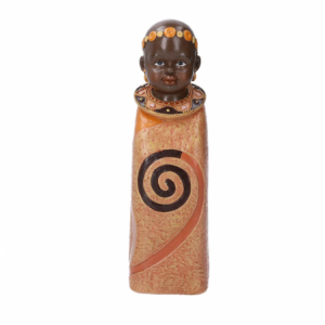 Zoom Statua ceramica bimbo africa arancione cm8x8h26,5