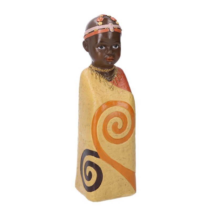Statua ceramica bimbo africa giallo cm8x8h26,5