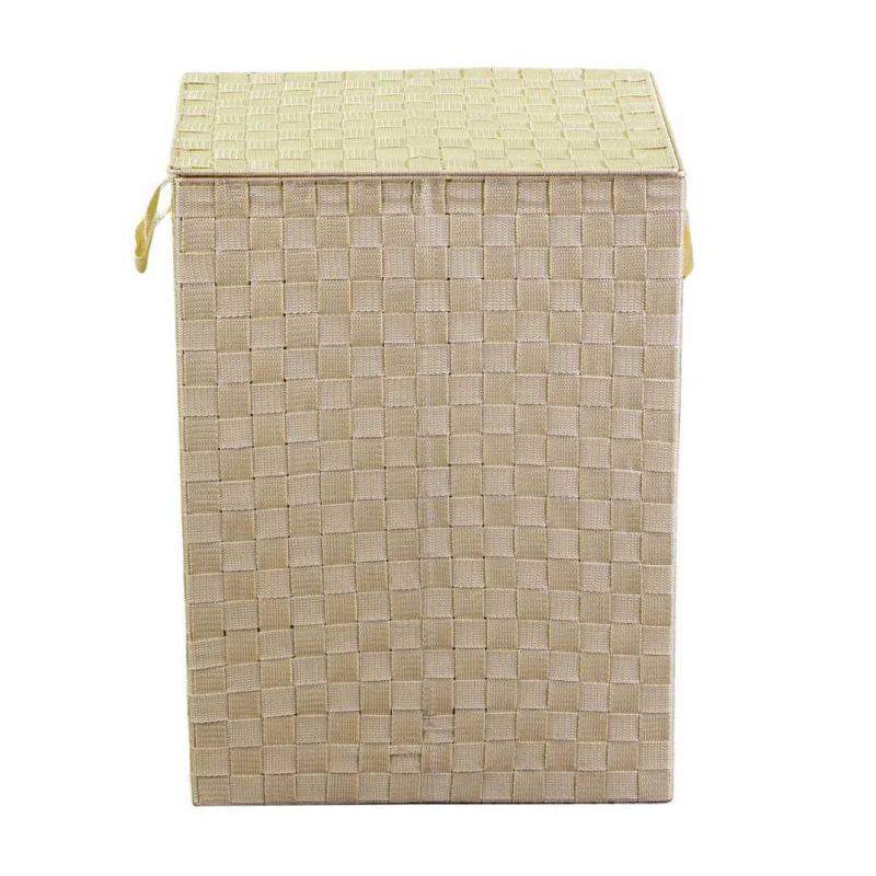 Cestone poliestere crema foderato 1-3 rettangolare cm40x30x55