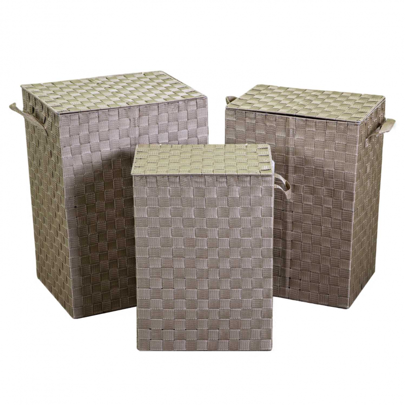 Cestone poliestere tortora foderato 1-3rettangolare cm40x30x55