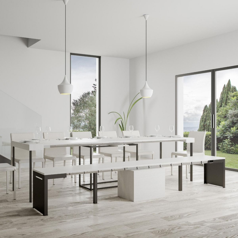 Panca allungabile 55x40/305 cm Walk telaio Antracite