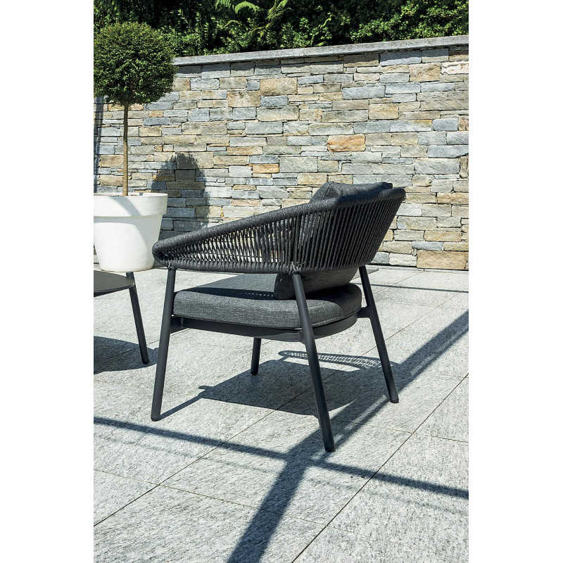 Salotto Cap Ferrat alluminio antracite schienale corda Moia