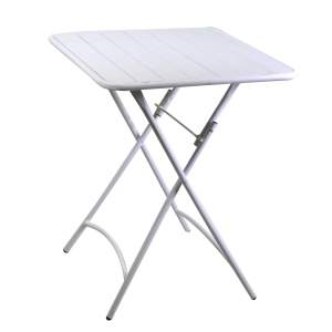 Set Tavolo metallo + 4 Sedie metallo doghe Rovigo Mini bianco cm 47x52h44/81