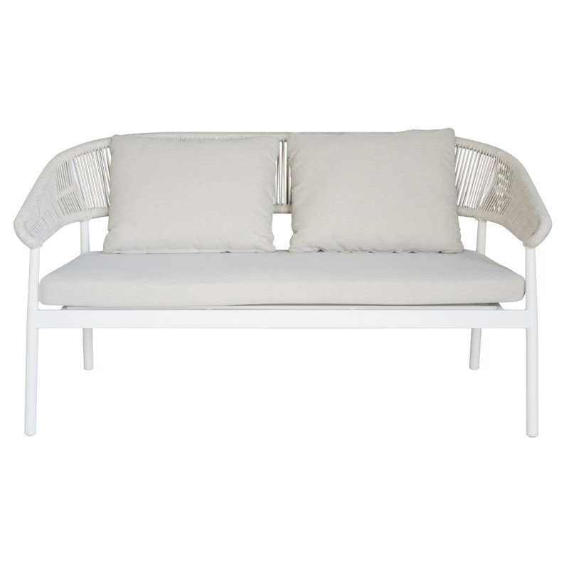 Salotto Cap Ferrat alluminio bianco schienale corda beige Moia