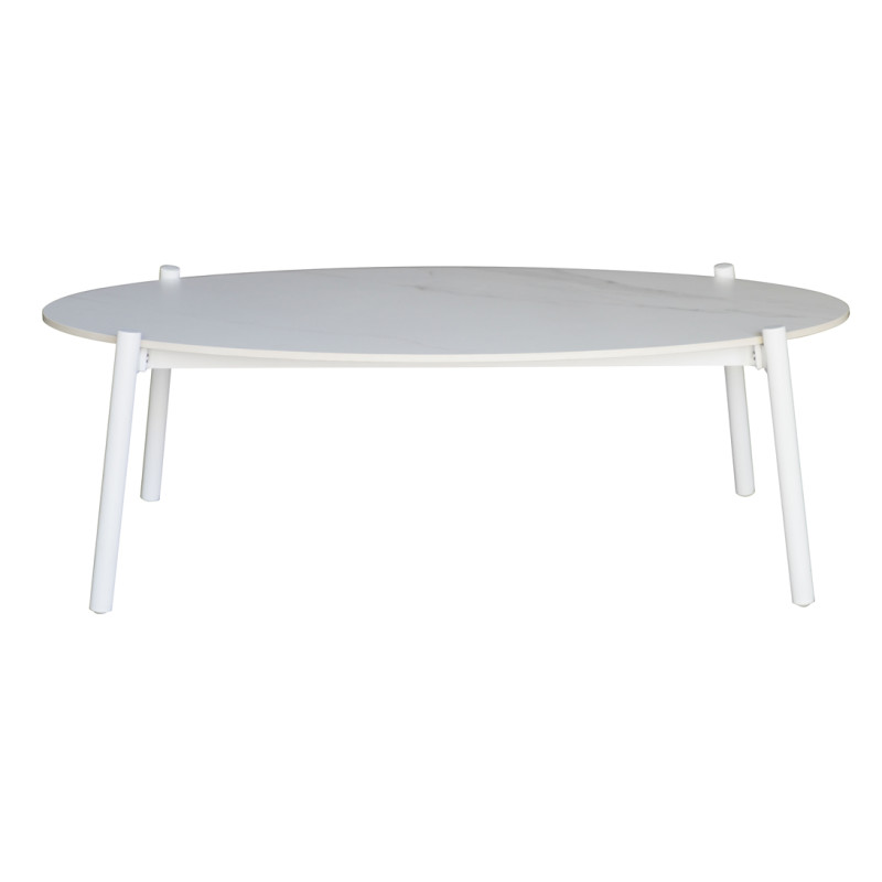 Salotto Cap Ferrat alluminio bianco schienale corda beige Moia