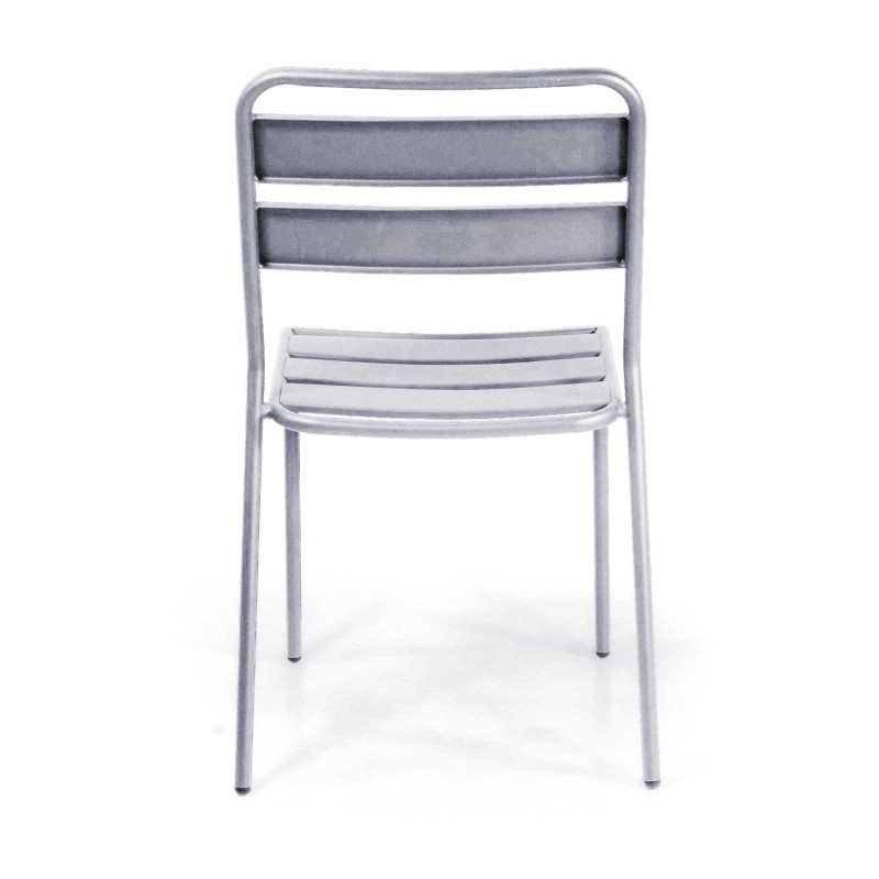 Set Tavolo metallo + 4 Sedie metallo doghe Rovigo Mini bianco cm 47x52h44/81