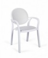SET 4 POLTRONE GEMMA IN POLIPROPILENE CON BRACCIOLI BIANCO, IMPILABILI MADE IN ITALY