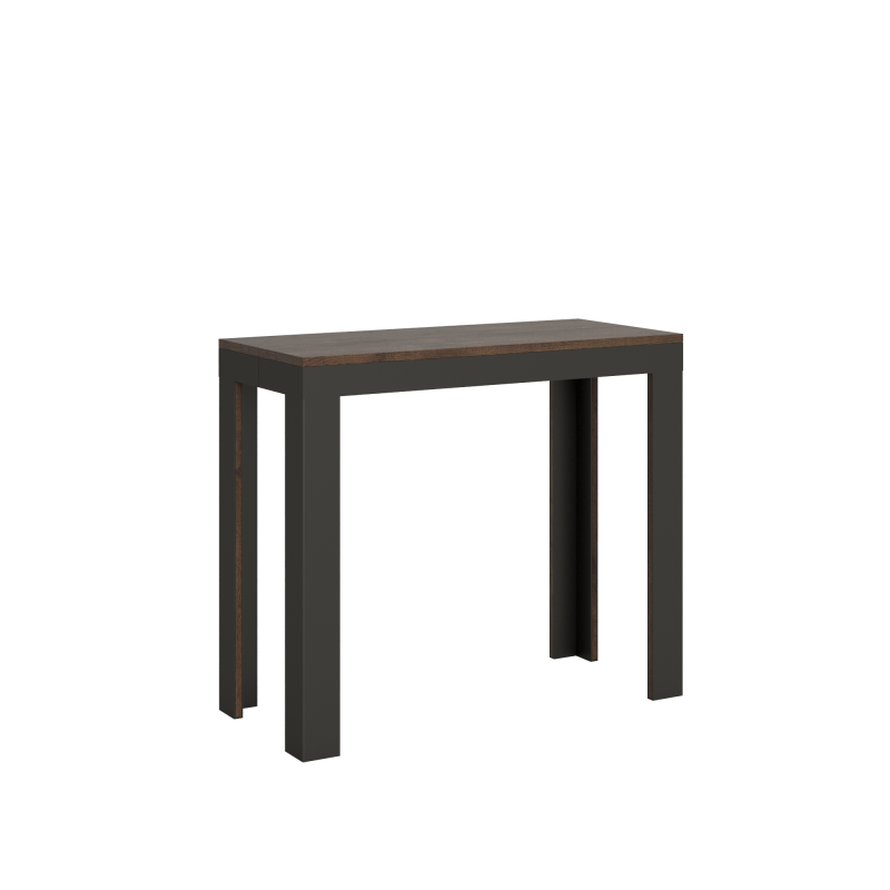 Consolle allungabile 90x40/196 cm Linea Small Evolution telaio Antracite - Noce