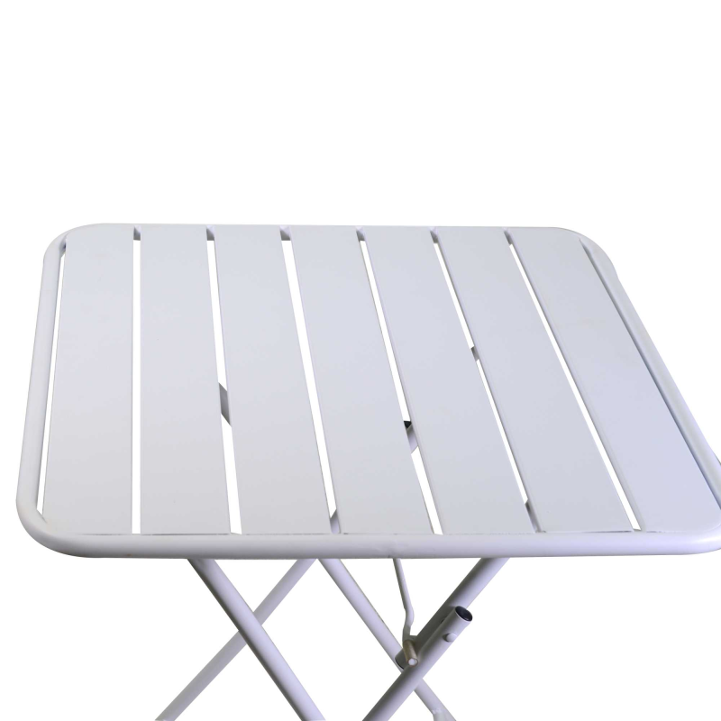Set Tavolo metallo + 4 Sedie metallo doghe Rovigo Mini bianco cm 47x52h44/81