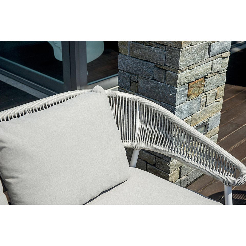 Salotto Cap Ferrat alluminio bianco schienale corda beige Moia