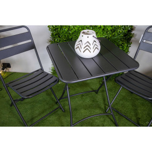 Set Tavolo metallo + 2 Sedie metallo rovigo pieghevole antracite cm 44x53h45/86