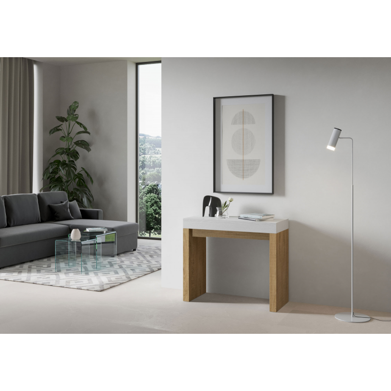 Consolle allungabile 90x40/196 cm Roxell Mix Small piano Bianco Frassino