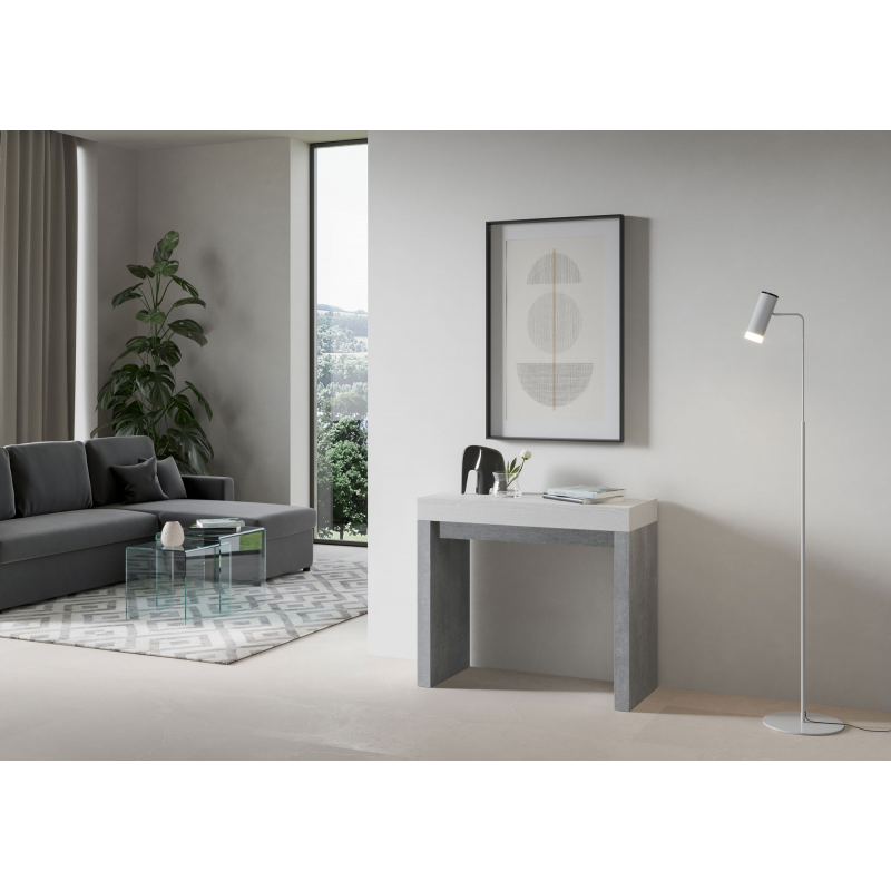 Consolle allungabile 90x40/196 cm Roxell Mix Small piano Bianco Frassino