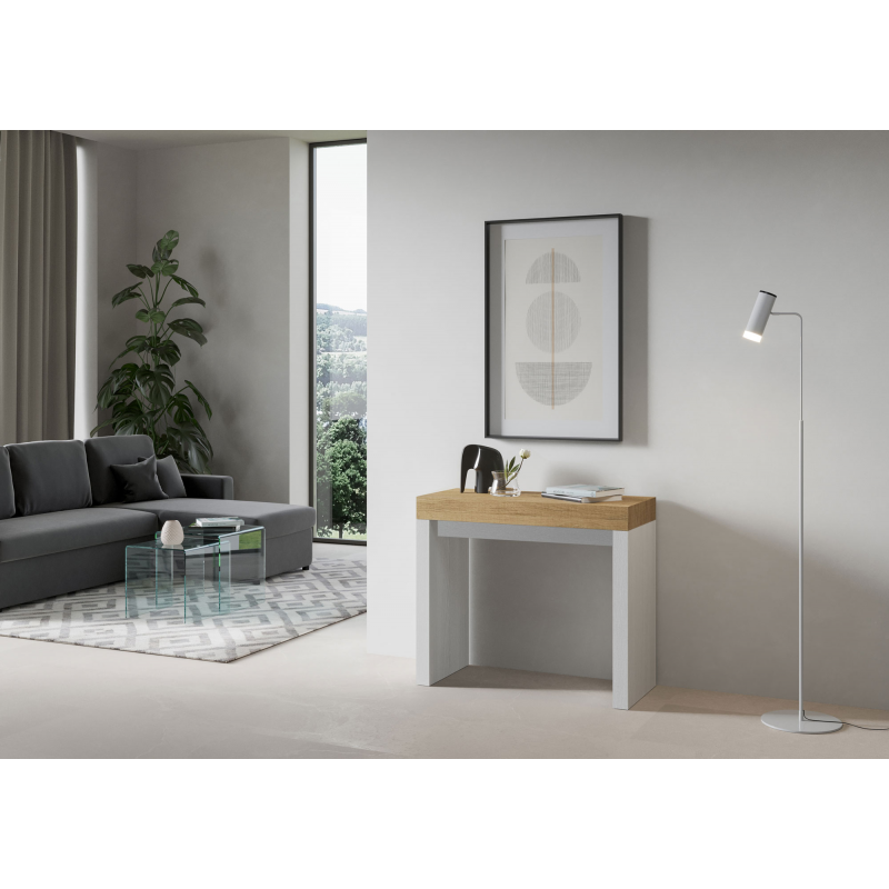 Consolle allungabile 90x40/300 cm Roxell Mix piano Bianco Frassino