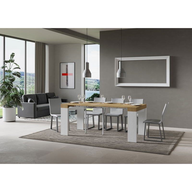 Consolle allungabile 90x40/300 cm Roxell Mix piano Bianco Frassino