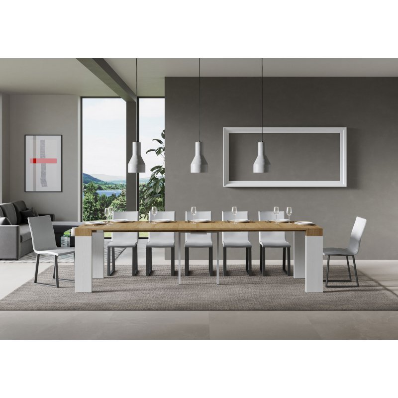 Consolle allungabile 90x40/300 cm Roxell Mix piano Bianco Frassino