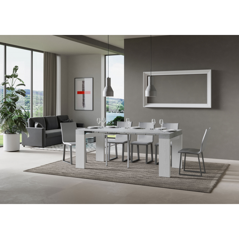 Consolle allungabile 90x40/300 cm Roxell Mix piano Bianco Frassino