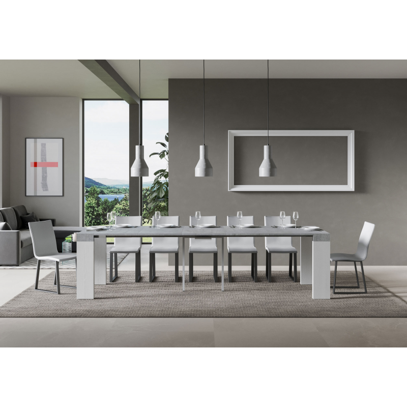 Consolle allungabile 90x40/300 cm Roxell Mix piano Bianco Frassino