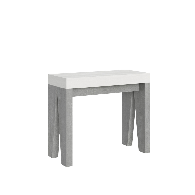 Consolle allungabile 90x40/196 cm Naxy Mix Small piano Bianco Frassino
