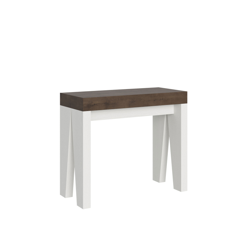 Consolle allungabile 90x40/196 cm Naxy Mix Small piano Bianco Frassino