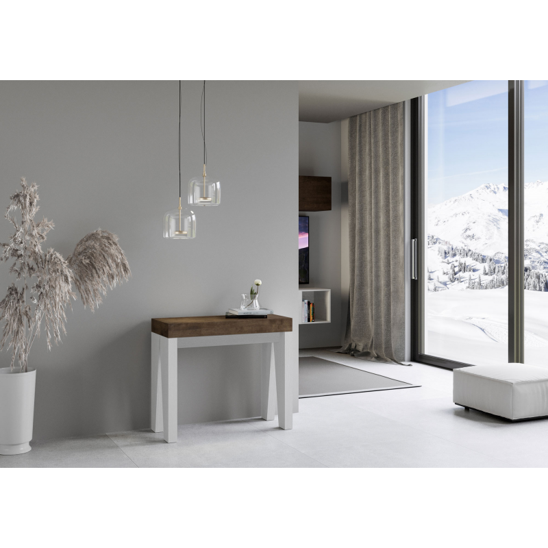 Consolle allungabile 90x40/196 cm Naxy Mix Small piano Bianco Frassino