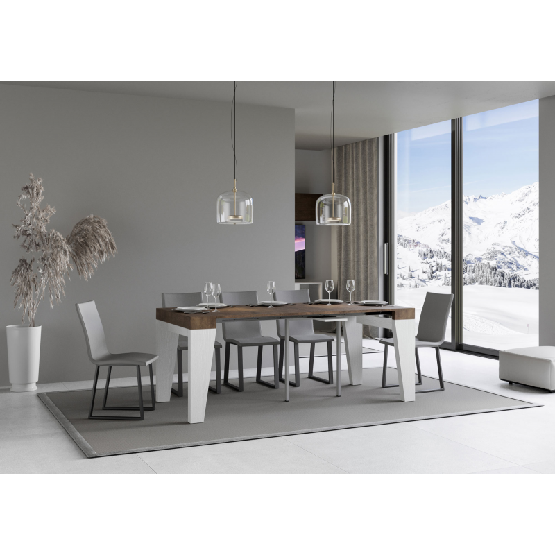 Consolle allungabile 90x40/196 cm Naxy Mix Small piano Bianco Frassino