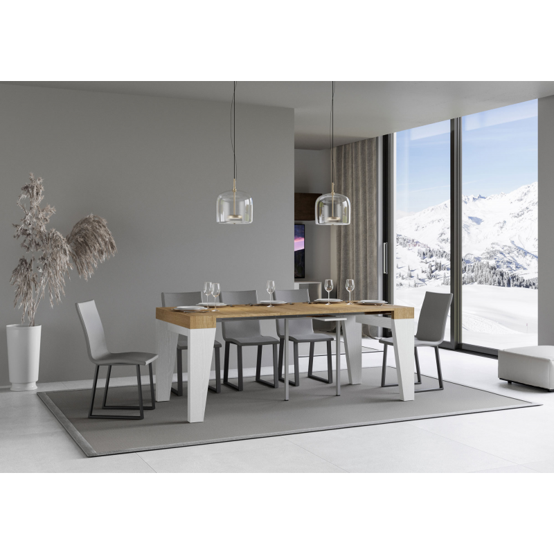 Consolle allungabile 90x40/196 cm Naxy Mix Small piano Bianco Frassino