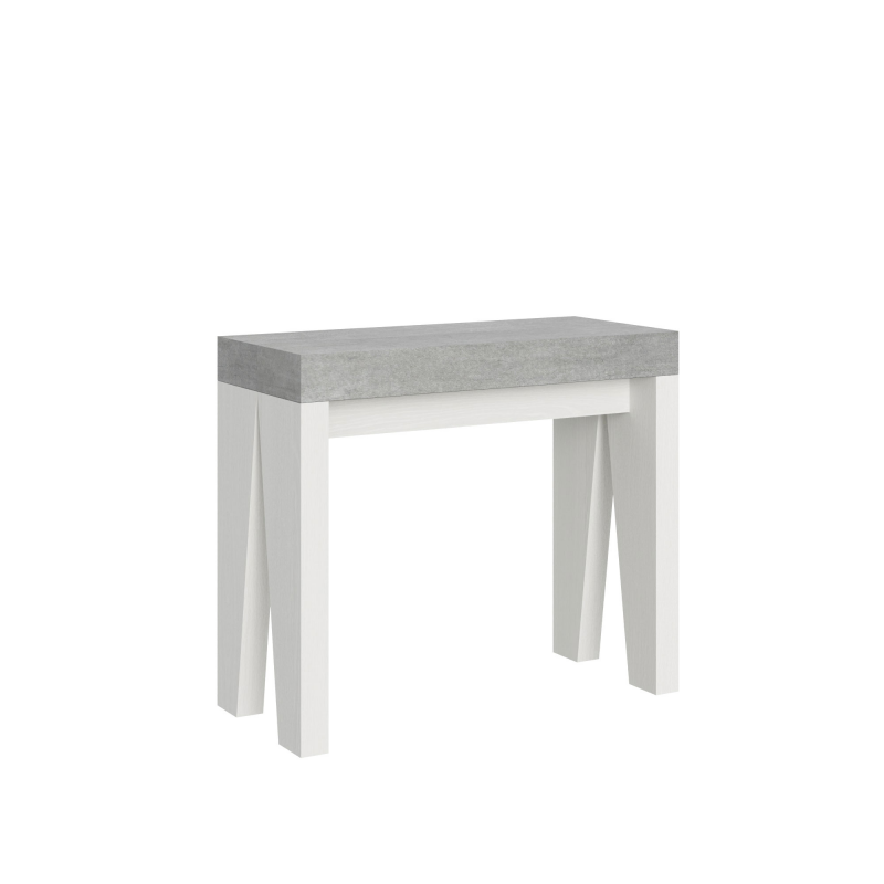 Consolle allungabile 90x40/196 cm Naxy Mix Small piano Bianco Frassino