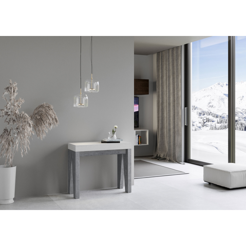 Consolle allungabile 90x40/300 cm Naxy Mix piano Bianco Frassino