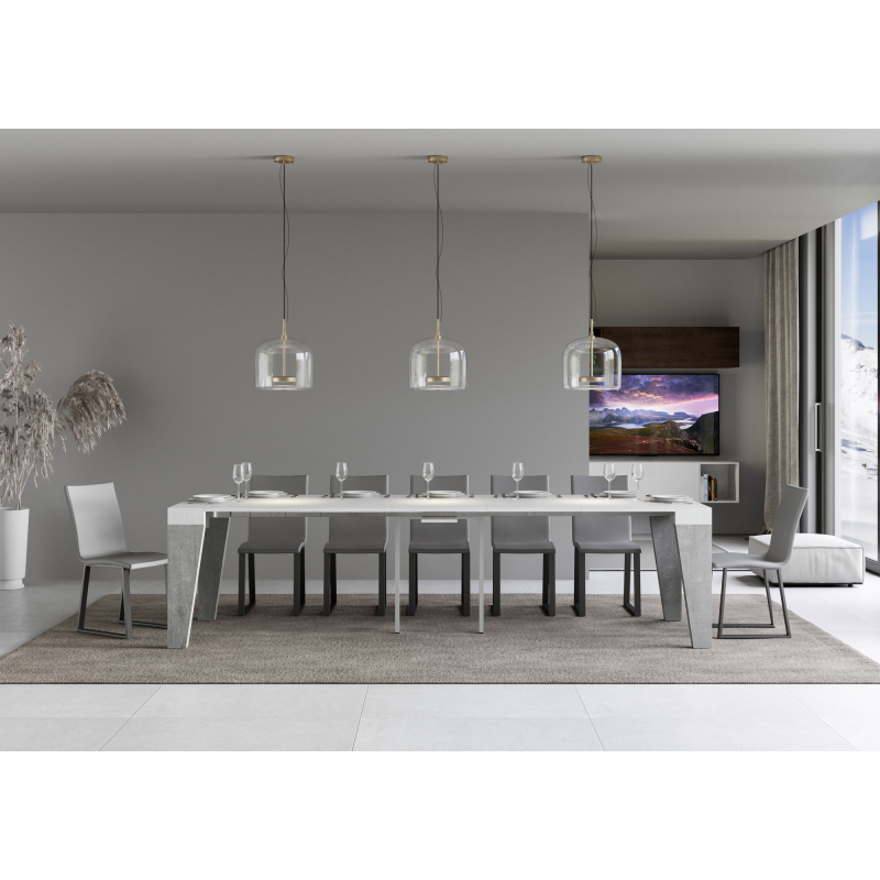 Consolle allungabile 90x40/300 cm Naxy Mix piano Bianco Frassino