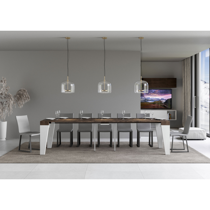 Consolle allungabile 90x40/300 cm Naxy Mix piano Bianco Frassino