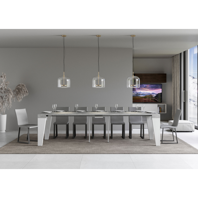 Consolle allungabile 90x40/300 cm Naxy Mix piano Bianco Frassino