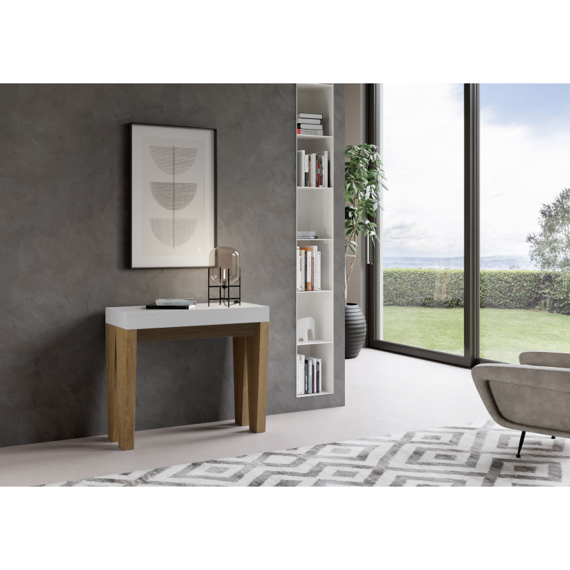Consolle allungabile 90x40/196 cm Spimbo Mix Small piano Bianco Frassino