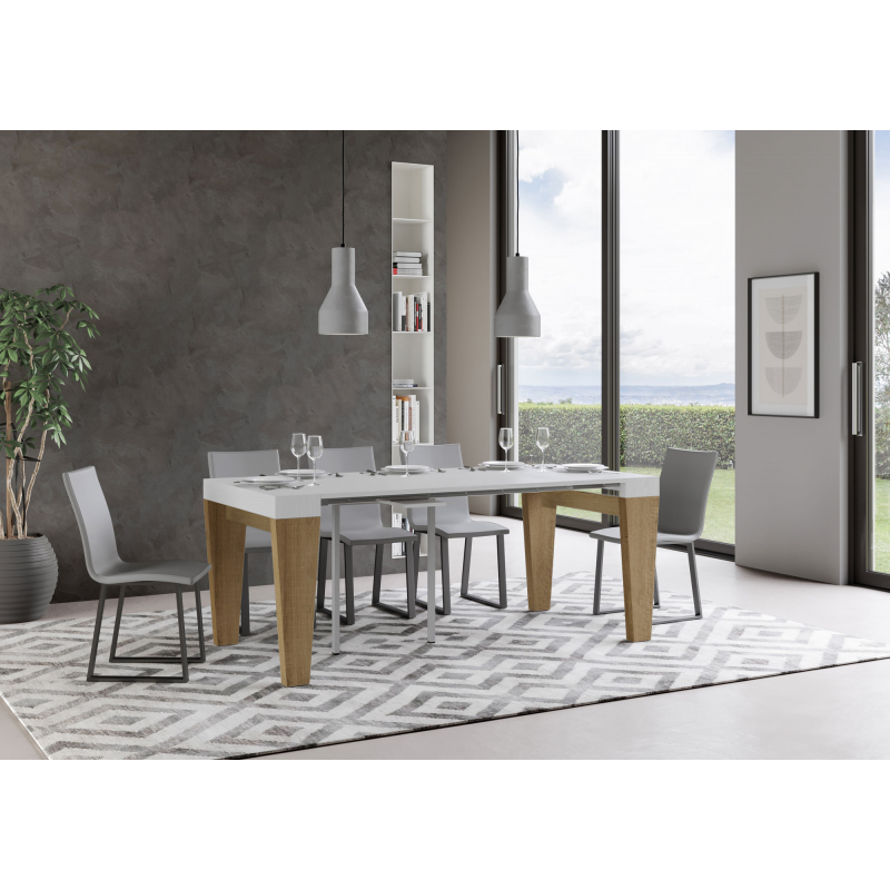 Consolle allungabile 90x40/196 cm Spimbo Mix Small piano Bianco Frassino