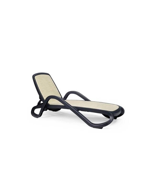 Lettino Alfa in polipropilene Made in Italy - set da 2 antracite beige