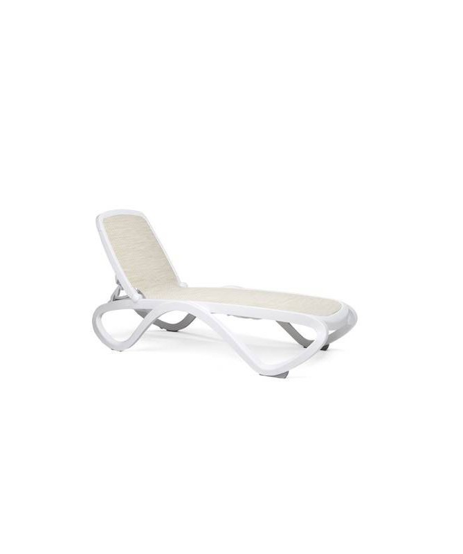 Lettino Omega in polipropilene Made in Italy - set da 2 bianco e beige