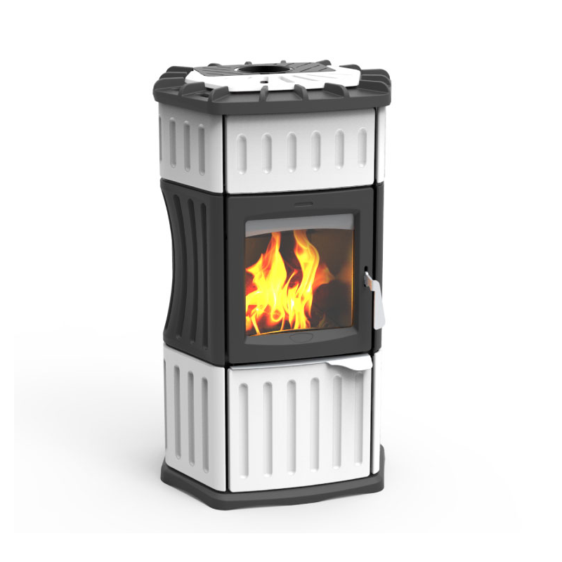 Stufa a legna Monella 184 N esagonale in ceramica e ghisa bianco 10.6kW