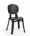 SET 4 SEDIE IMPILABILI ELBA WICKER IN POLIPROPILENE ANTRACITE MADE IN ITALY