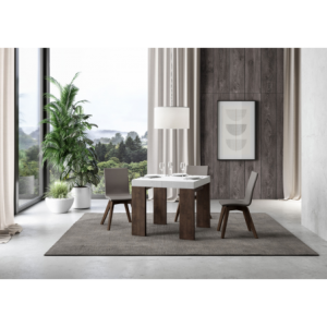 Zoom Tavolo allungabile 90x90/246 cm Roxell Mix piano Bianco Frassino - gambe Noce