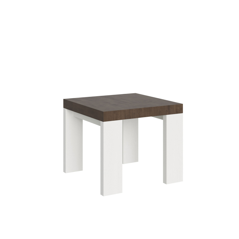Tavolo allungabile 90x90/246 cm Roxell Mix piano Bianco Frassino - gambe Noce