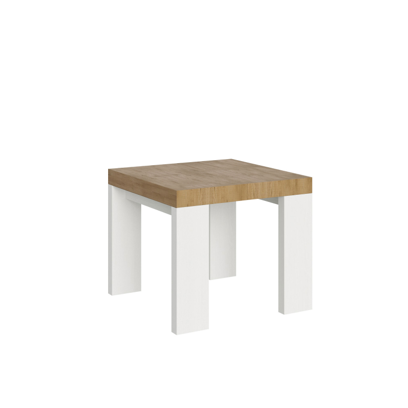 Tavolo allungabile 90x90/246 cm Roxell Mix piano Bianco Frassino - gambe Noce