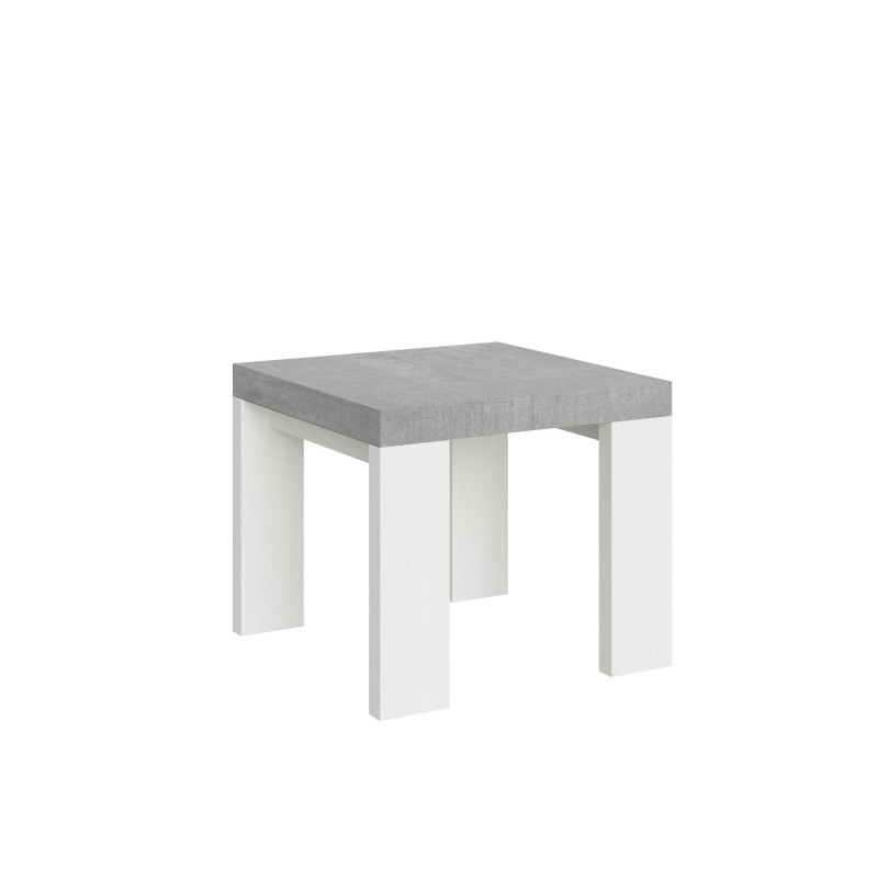 Tavolo allungabile 90x90/246 cm Roxell Mix piano Bianco Frassino - gambe Noce