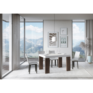 Zoom Tavolo allungabile 90x130/234 cm Roxell Mix piano Bianco Frassino - gambe Noce