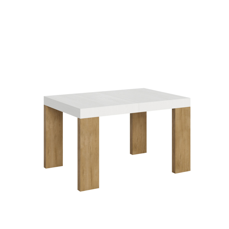 Tavolo allungabile 90x130/234 cm Roxell Mix piano Bianco Frassino - gambe Noce