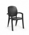 SET 4 POLTRONE IMPILABILI CRETA WICKER IN POLIPROPILENE ANTRACITE MADE IN ITALY
